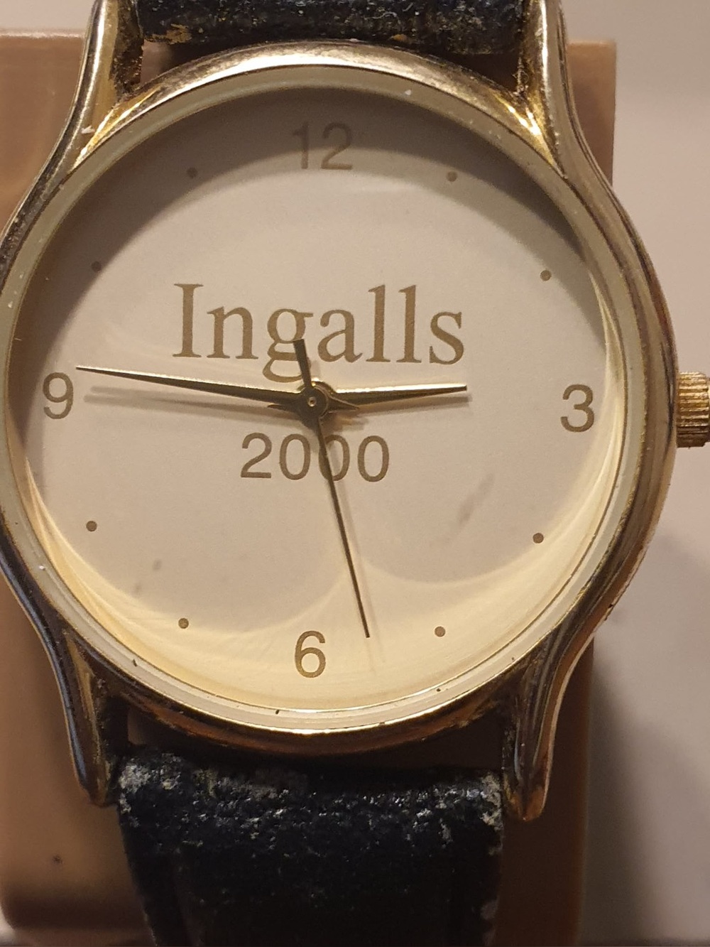 🦋10/$20🦋 Vtg Ingalls 2000 Goldtone Leather Promo Women's Watch